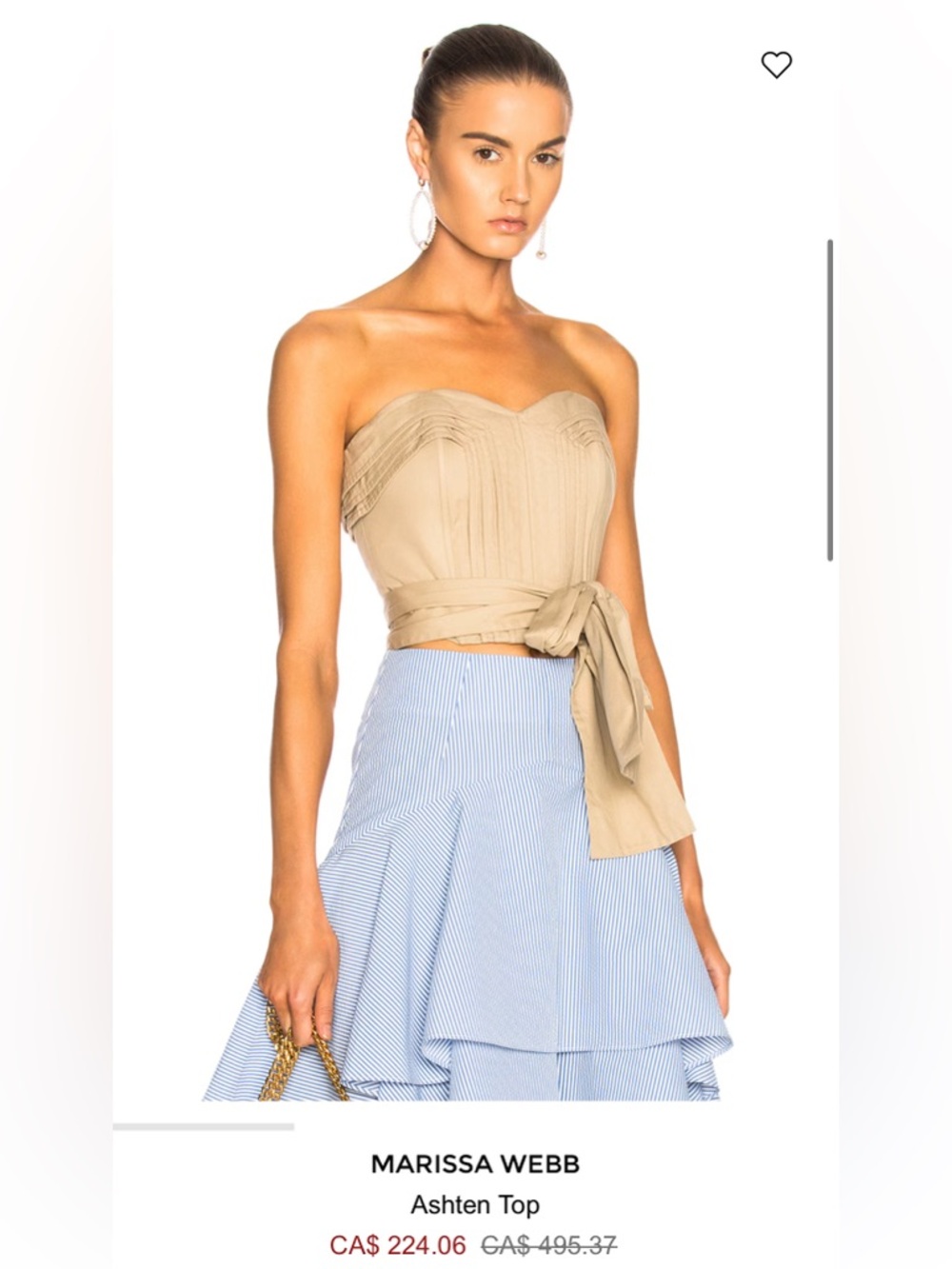 Marissa Webb - Ashten Top -Strapless Tie-Waist Bustier Top in Beige